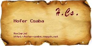 Hofer Csaba névjegykártya
